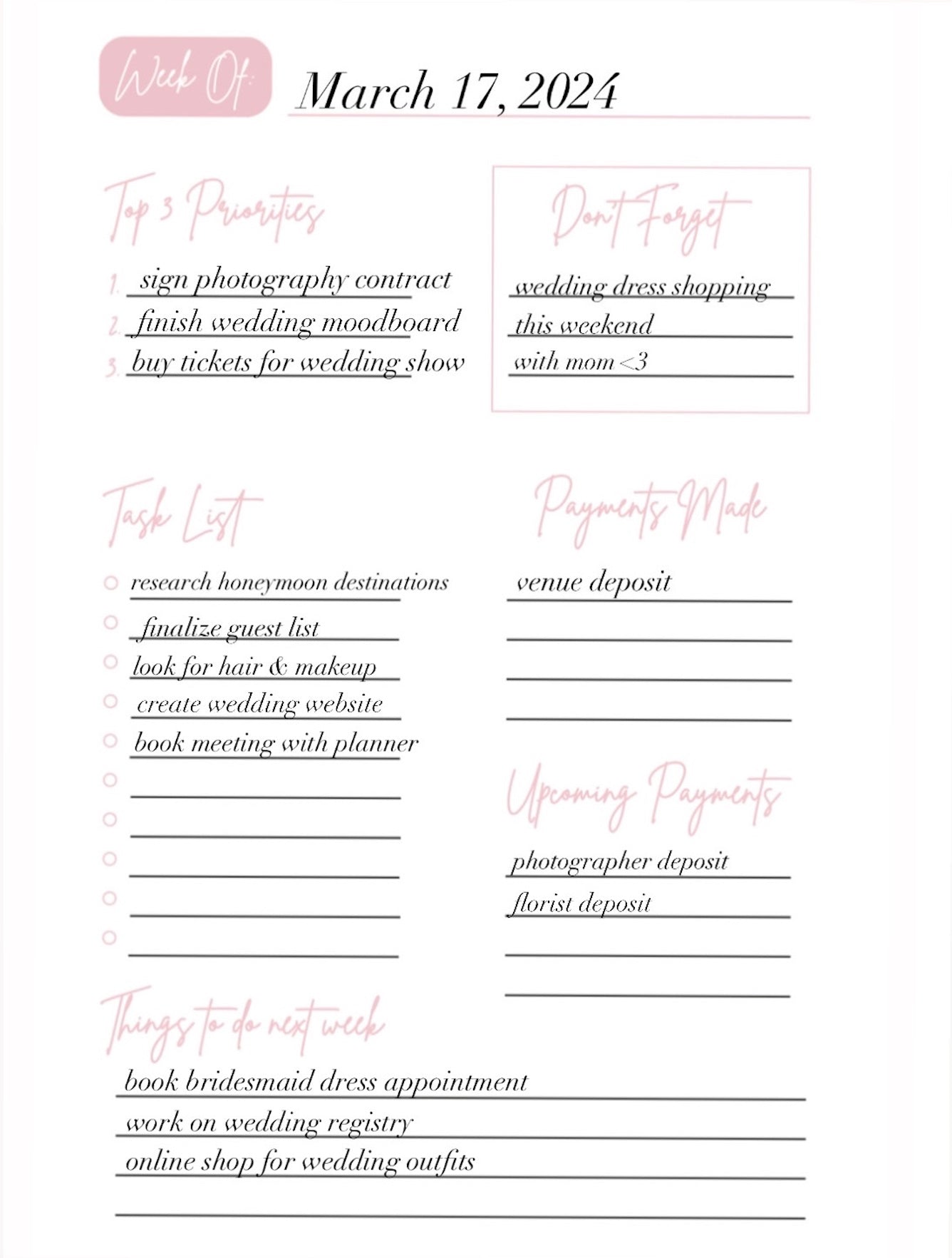 Doing Bride Things Planner